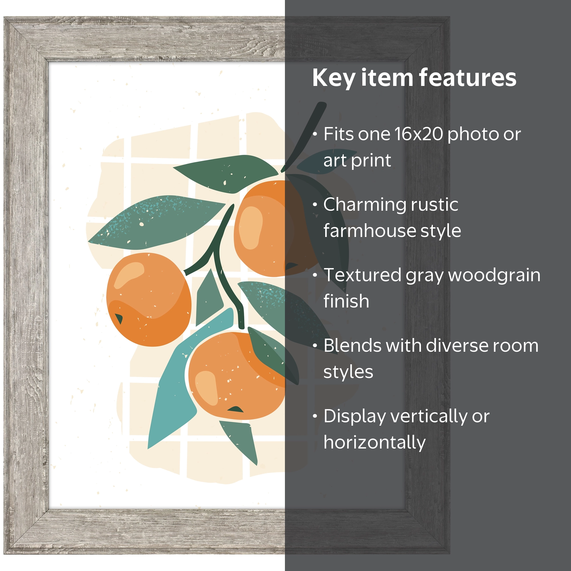 Mainstays 16 x 20 Rustic Gray Woodgrain Poster and Picture Frame