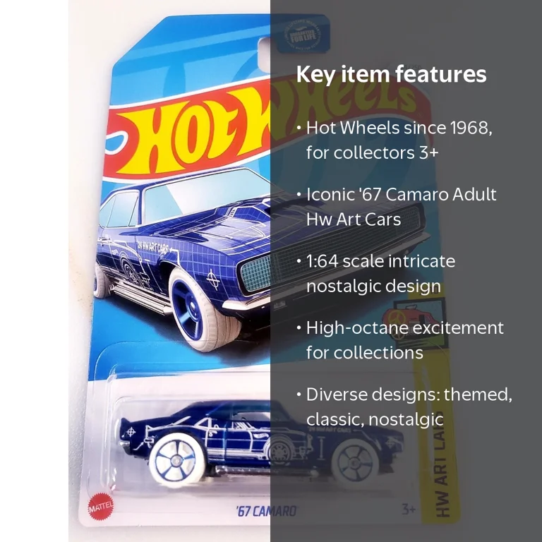 Hot Wheels 67 Camaro Adult Hw Art Cars, Blue - Walmart.com