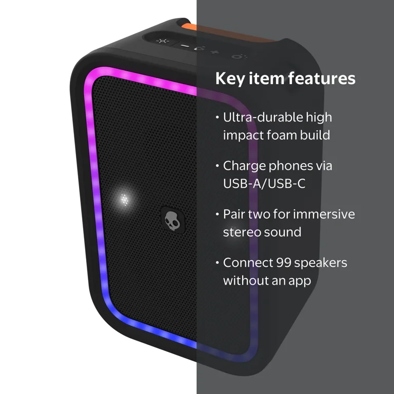 Skullcandy Stomp Waterproof Bluetooth Speaker w/ LED, USB