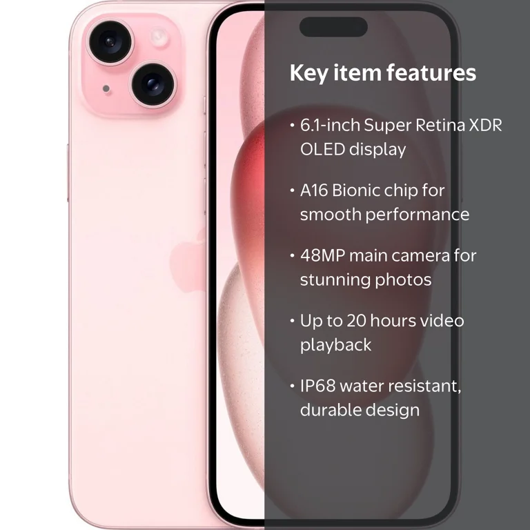 Restored Apple iPhone 15 - Carrier Unlocked - 256GB Pink