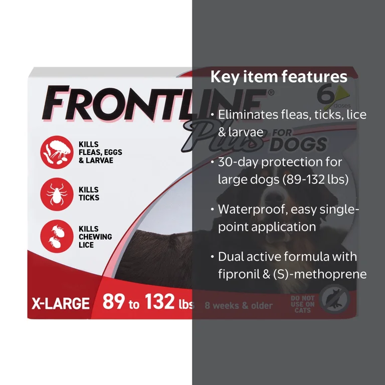 FRONTLINE Plus for Dogs, X-Large Breed Dog, 89-132 lbs, 6 Count