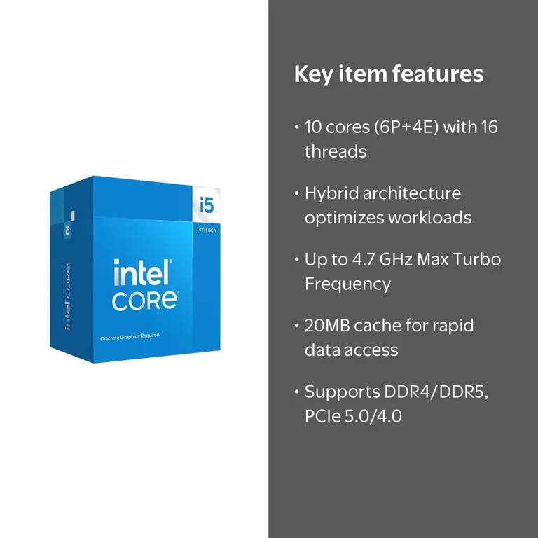 Intel, Desktop Processor, i5-14400F, 10 Cores 16 Threads - Walmart.com