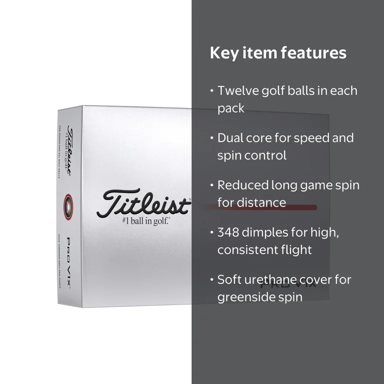 Titleist 2025 Pro V1x, 12 Pack, White, High Flight Trajectory