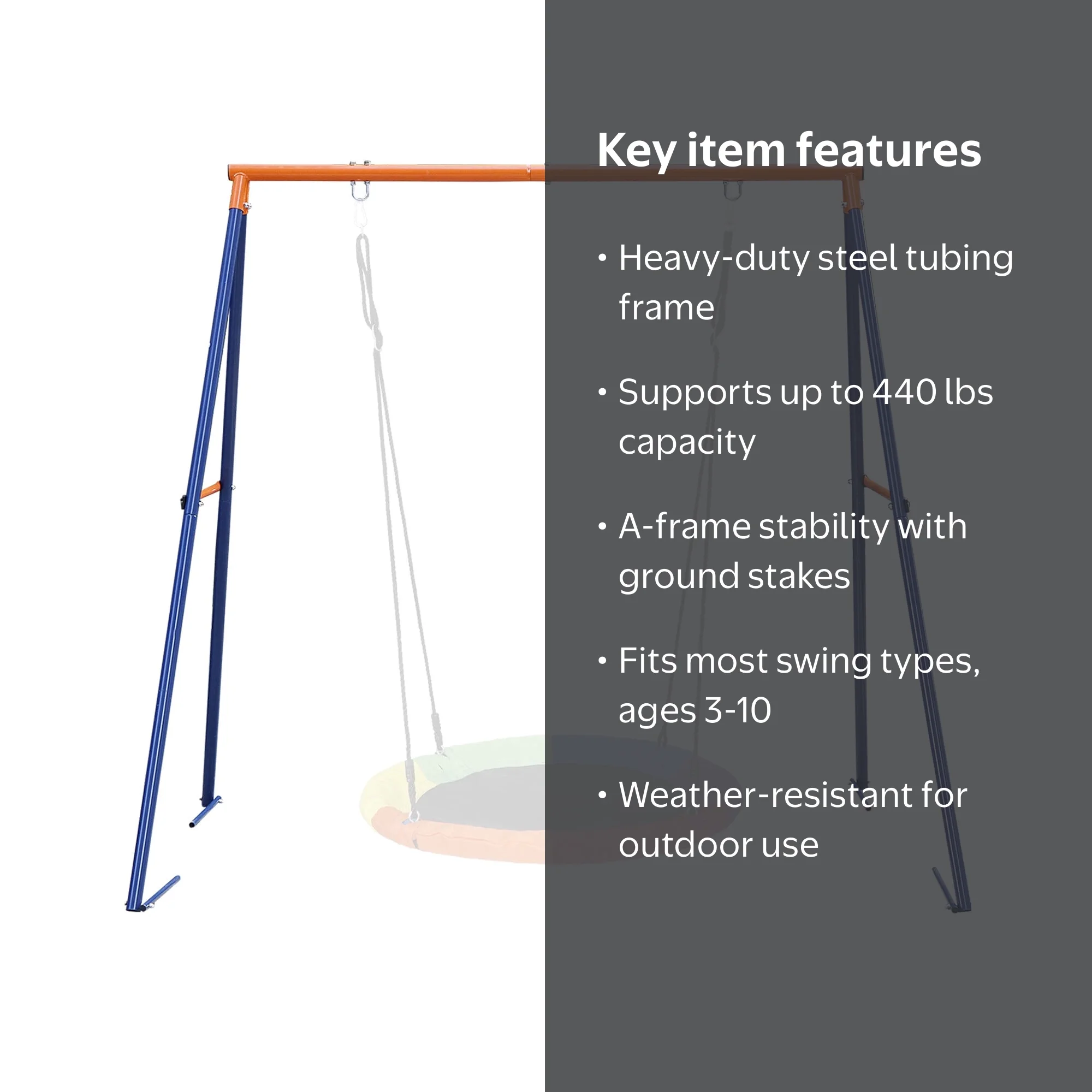 アスレチックスタンド ZenSports Heavy-Duty Steel A-Frame Swing Stand Set for Kids