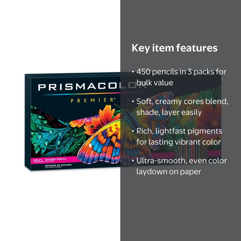 Prismacolor 150 Count (450 total) Premier Soft Core Colored Pencil