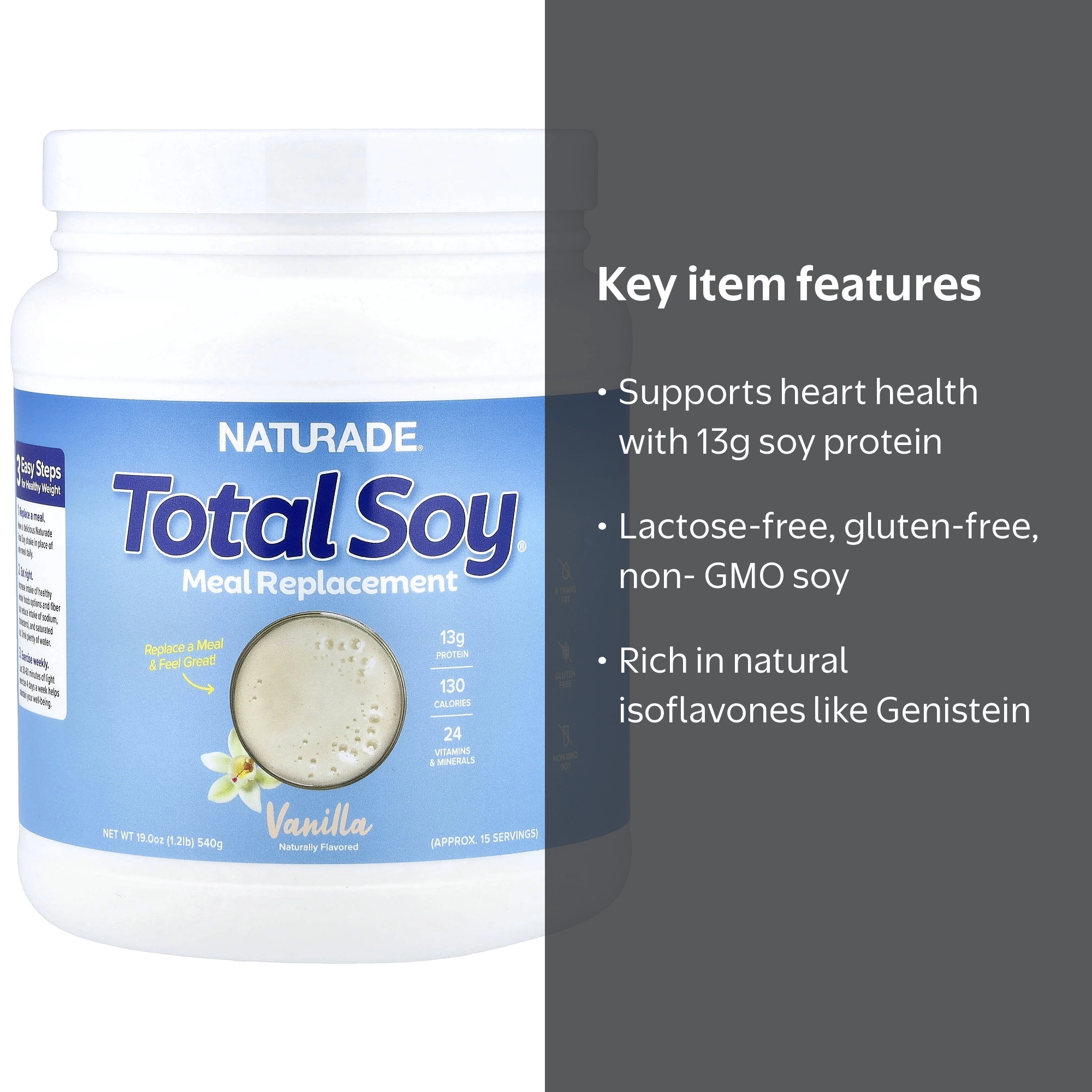 Naturade Total Soy Vanilla Shake, 19.1 oz - Meal Replacement