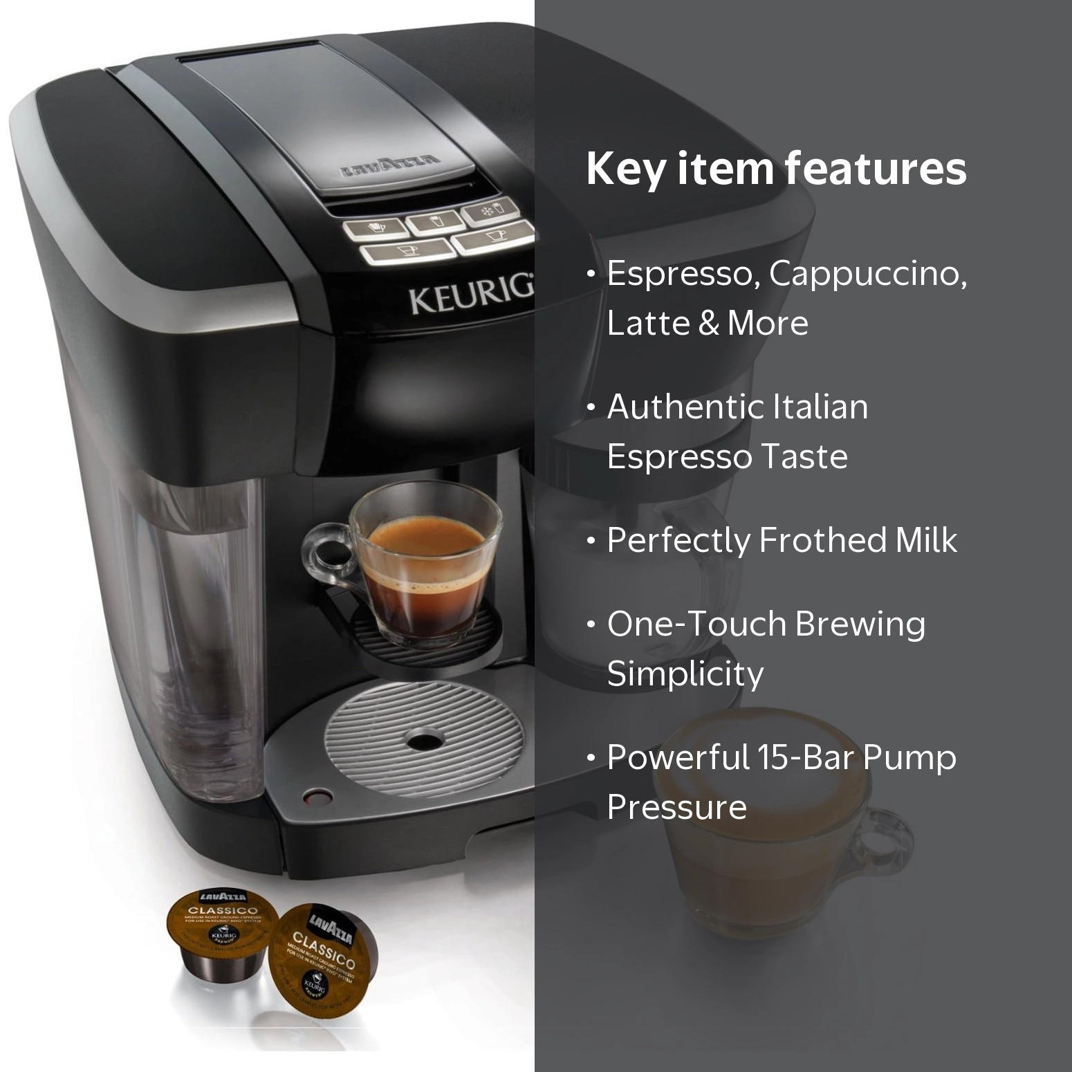 Keurig Rivo 500 Cappuccino & Latte System, Black Silver, 15 Bar