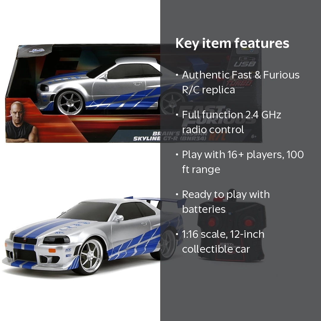 Jada Toys Fast & Furious Brian's 2002 Nissan Skyline GT-R R34 RC 1