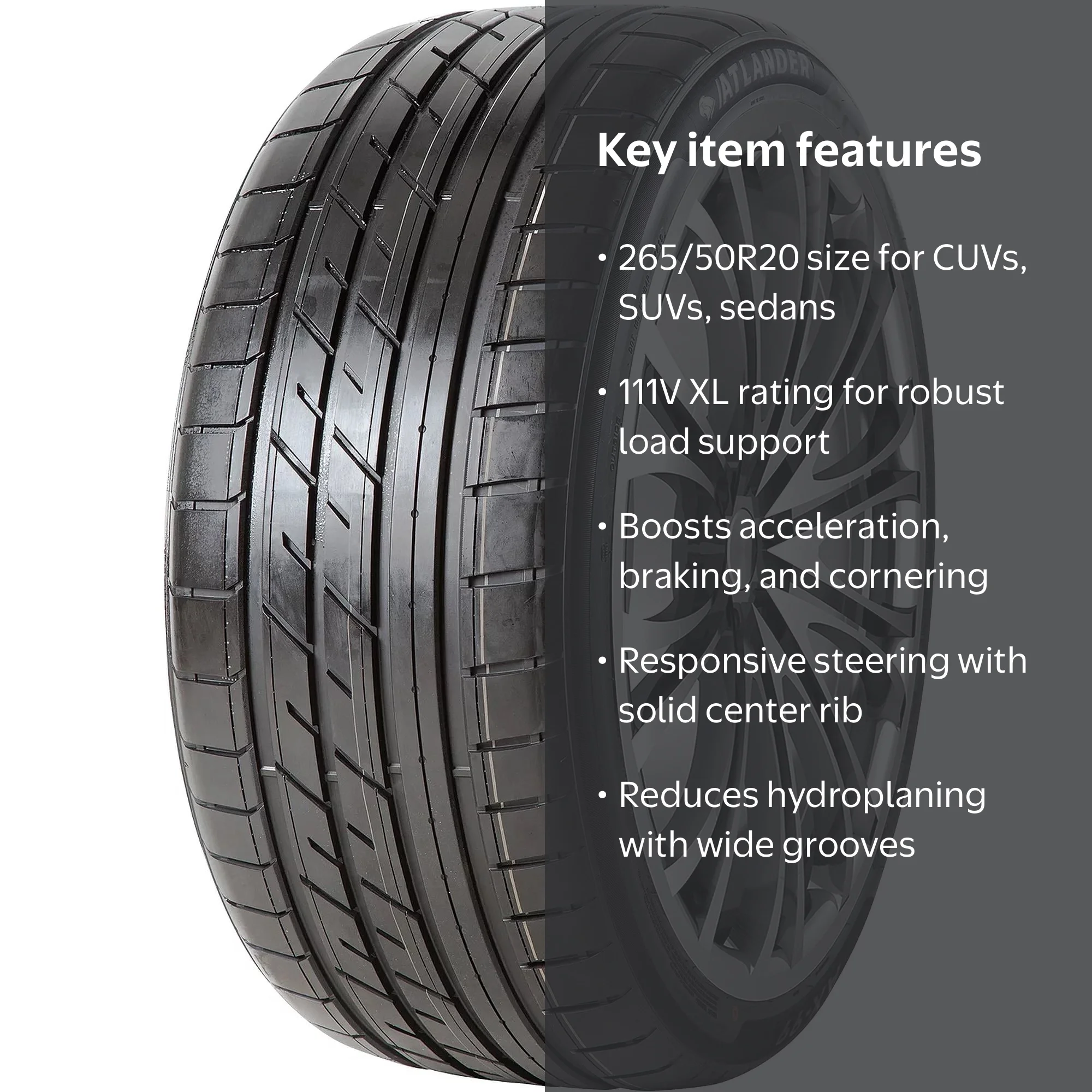Atlander AX-99 Performance Tire, 265/50R20, All-Season Traction