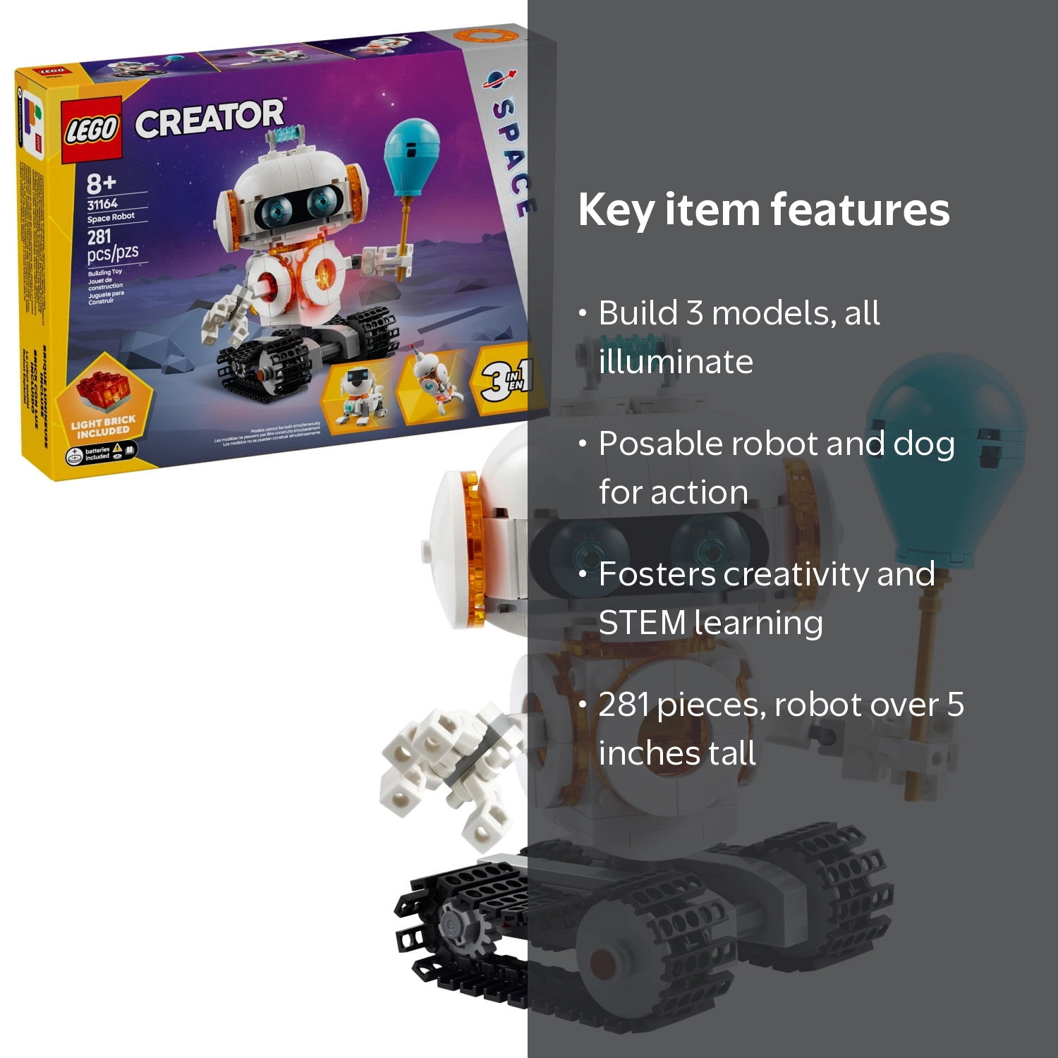LEGO, Space Robot 3in1 Building Kit, 31164, 281 Pieces - Walmart.com