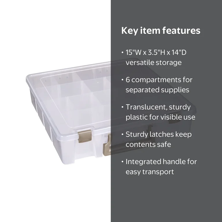 ArtBin, Super Satchel Box, 6-Compartments, Translucent, Plastic