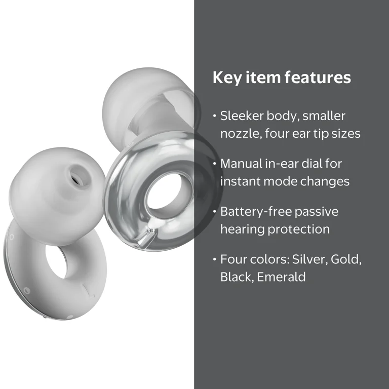 Loop Switch 2 Ear Plugs, Silver, Silicone, 3 Noise Modes, Unisex