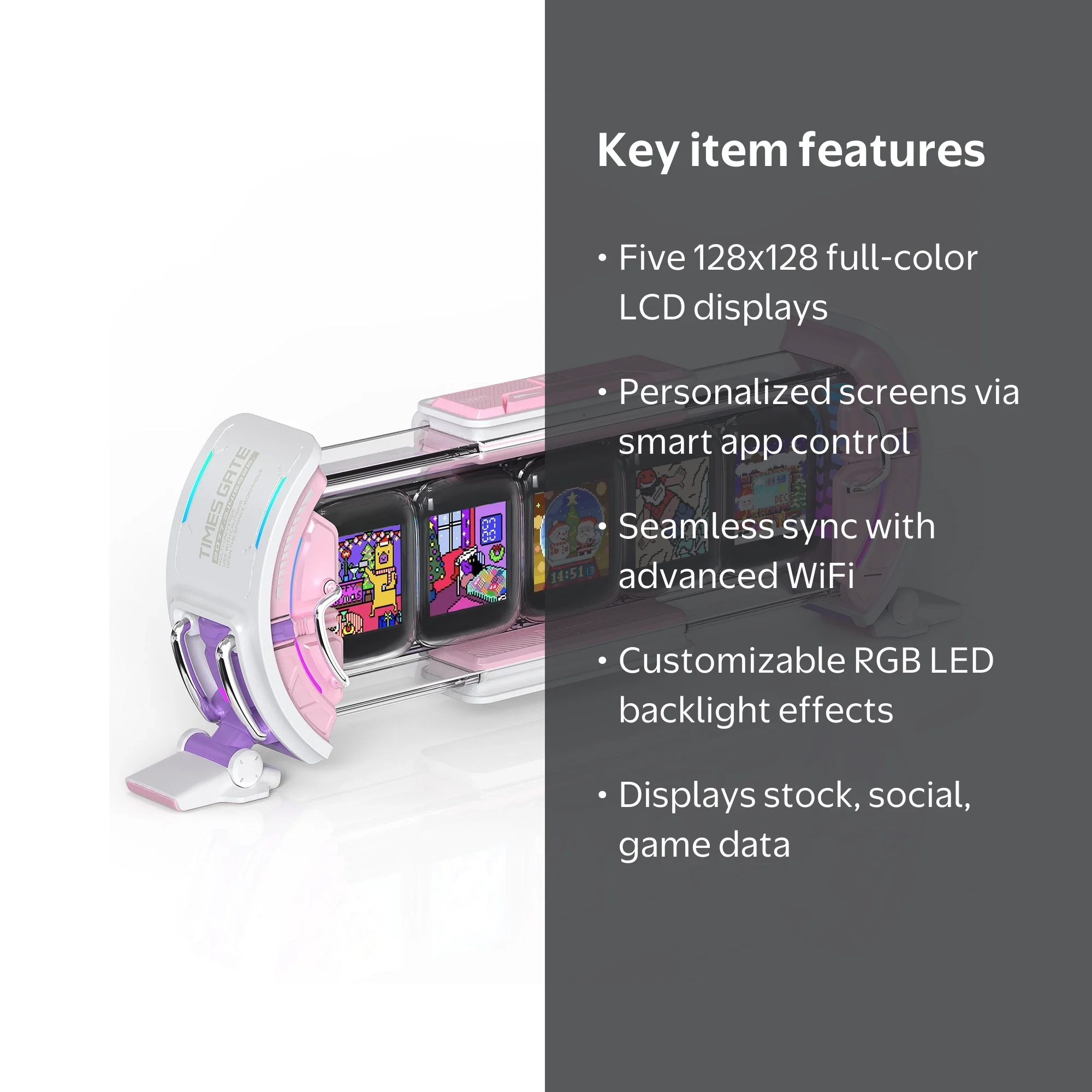 Divoom Times Gate Digital Clock with Smart App, WiFi, RGB LED
