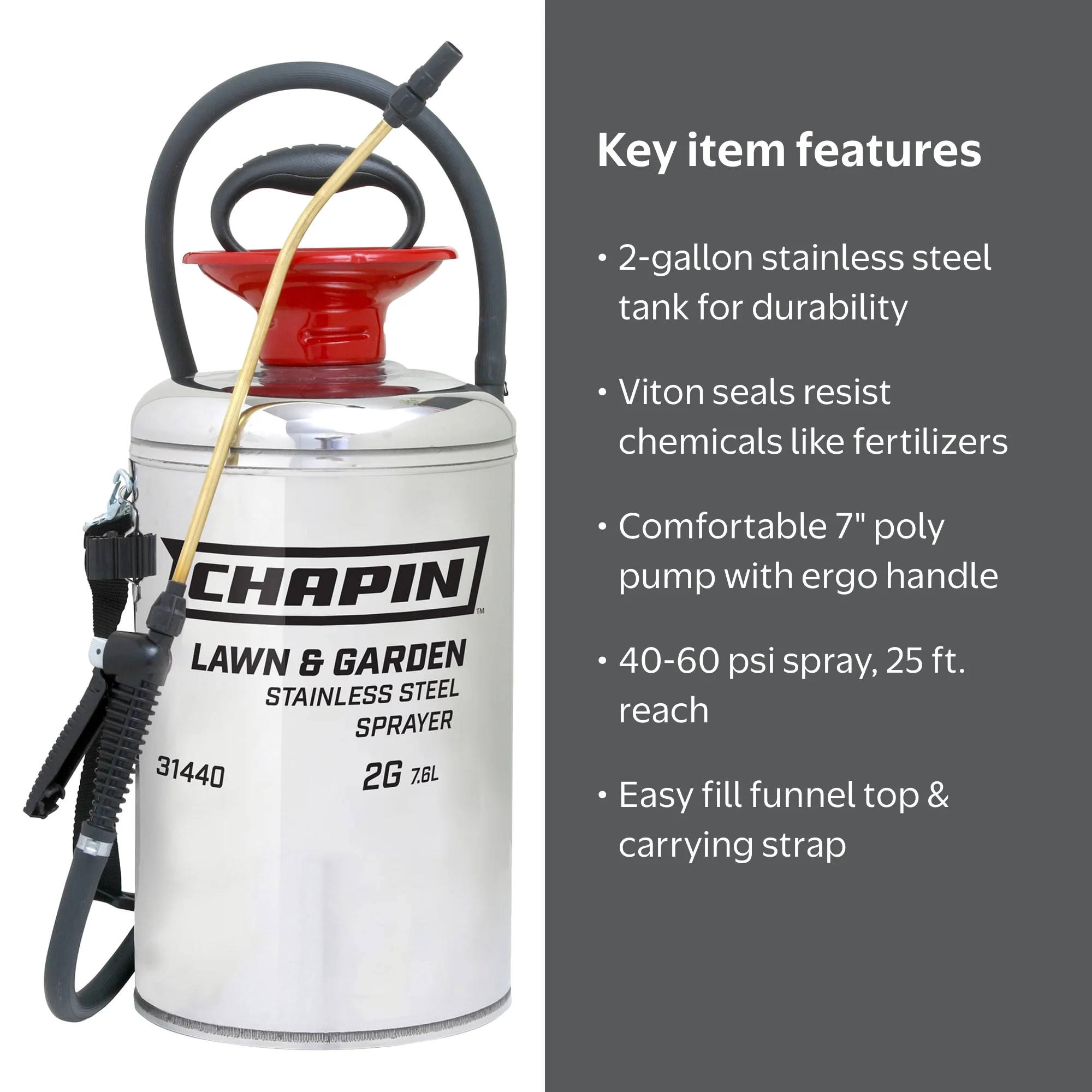 Chapin 31440 2-Gallon Lawn and Garden Series Stainless Steel
