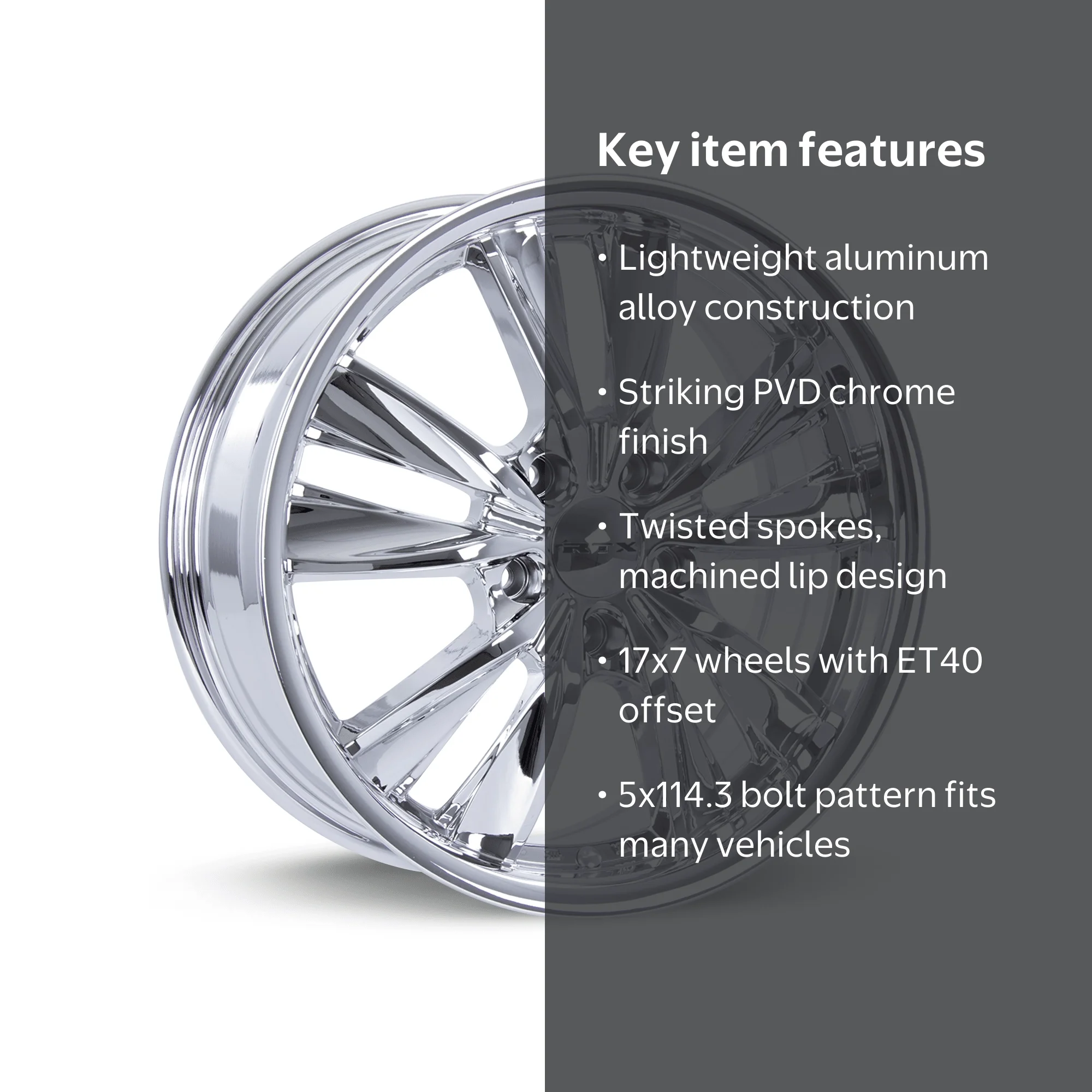 RTX, Wheel, 17x7, 5x114.3 ET40 CB73.1 Chrome (PVD) - Walmart.com
