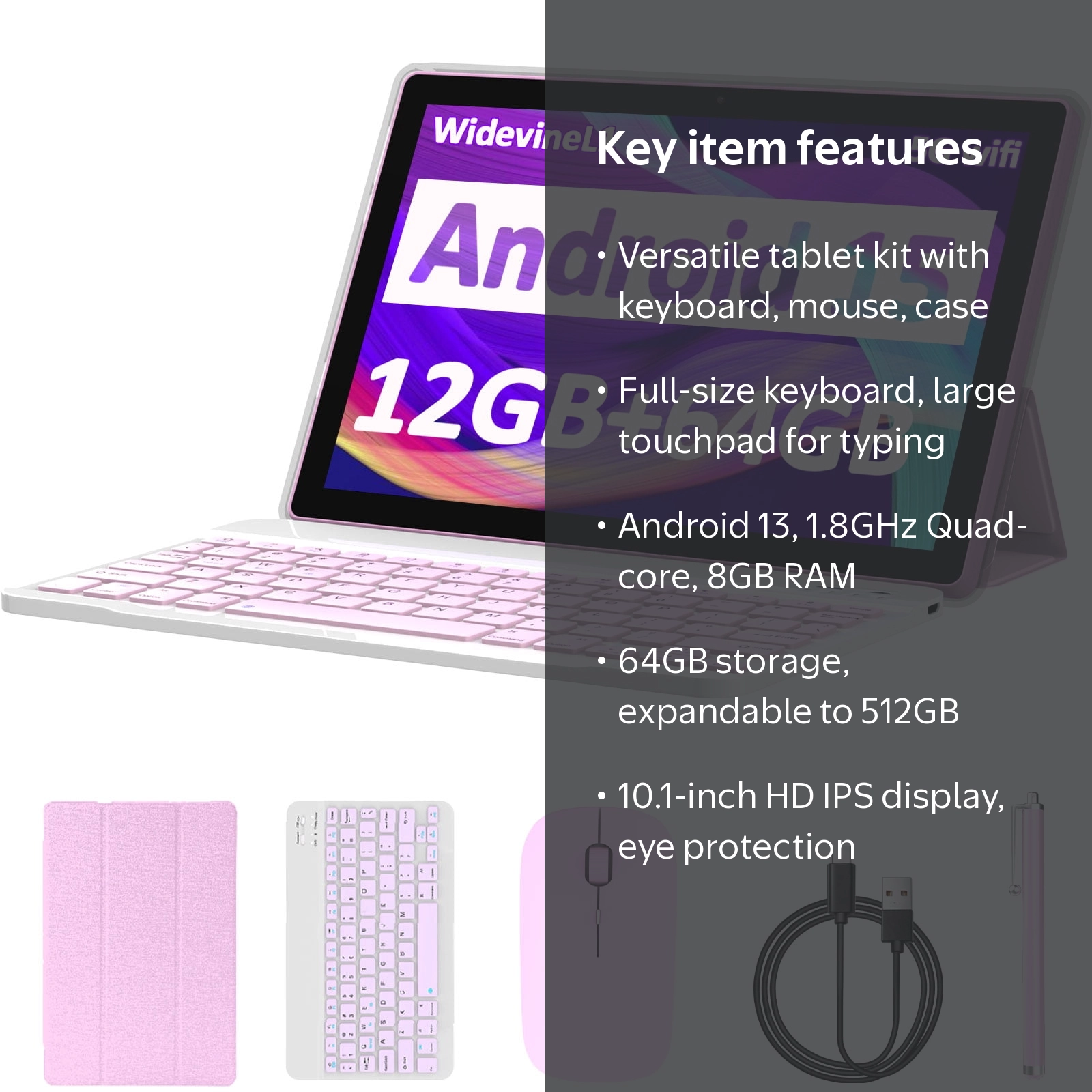 YQSavior Android 15 Tablet, 10 inch 12GB RAM, 64GB ROM, 2-in-1