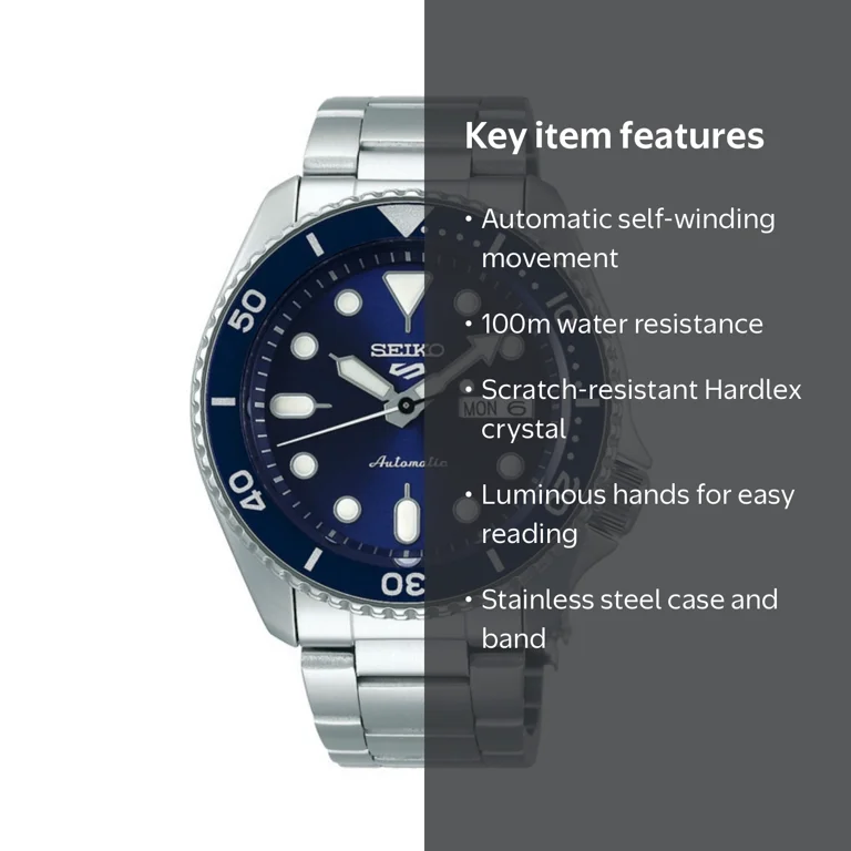 Seiko 5 Sports Automatic Men's Watch, Blue Dial, SRPD51K1