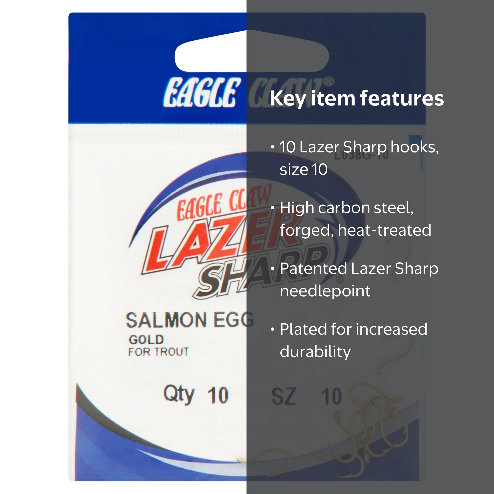 Lazer Sharp L038GH-10 Salmon Egg Fish Hook Size 10 - Walmart.com