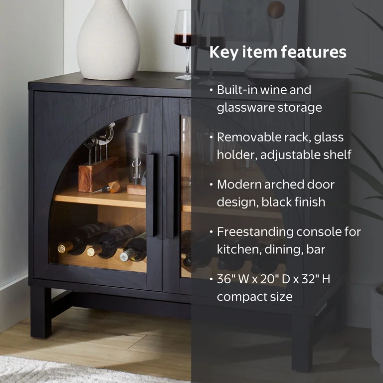 Better Homes & Gardens Juliet Arch Door Kitchen Console, Black