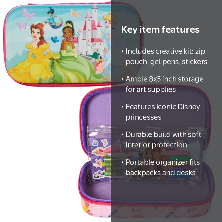 Innovative Designs Disney Princess Pencil Case Set with Stickers