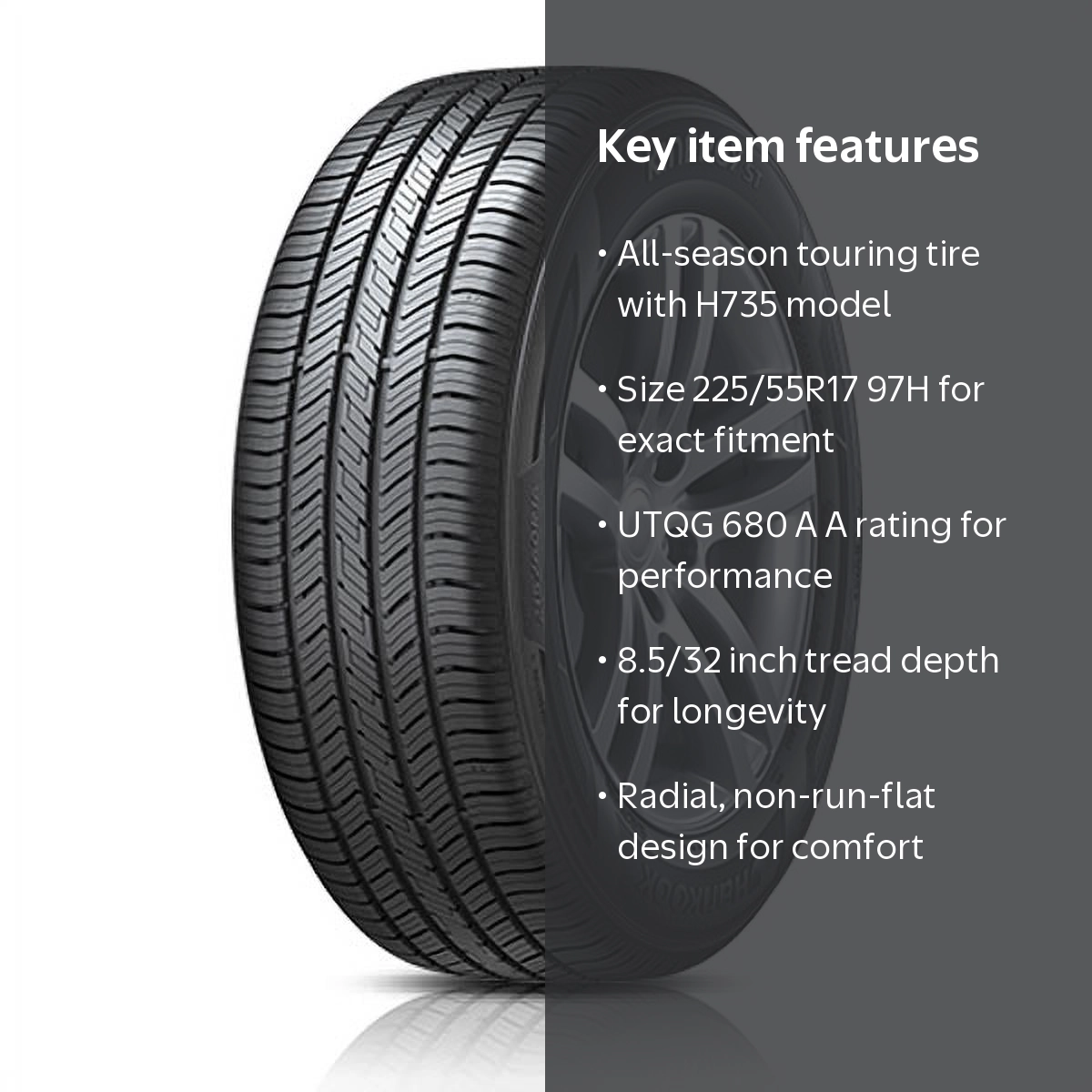 Hankook, All Season Tire, 225/55R17 97H, Standard Touring