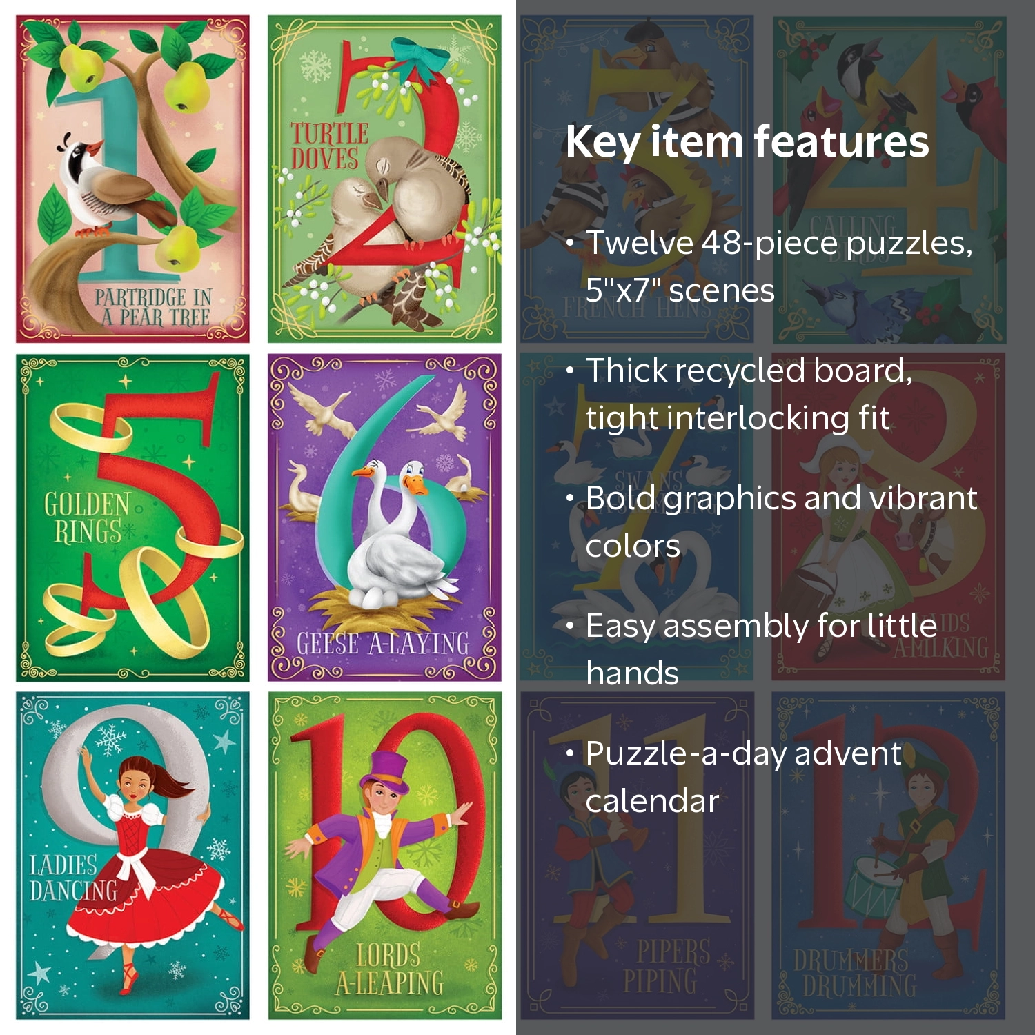MasterPieces 12 Pack Jigsaw Puzzle - 12 Days of Christmas Puzzles