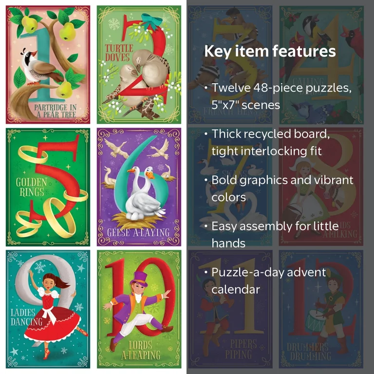 MasterPieces 12 Pack Jigsaw Puzzle - 12 Days of Christmas Puzzles