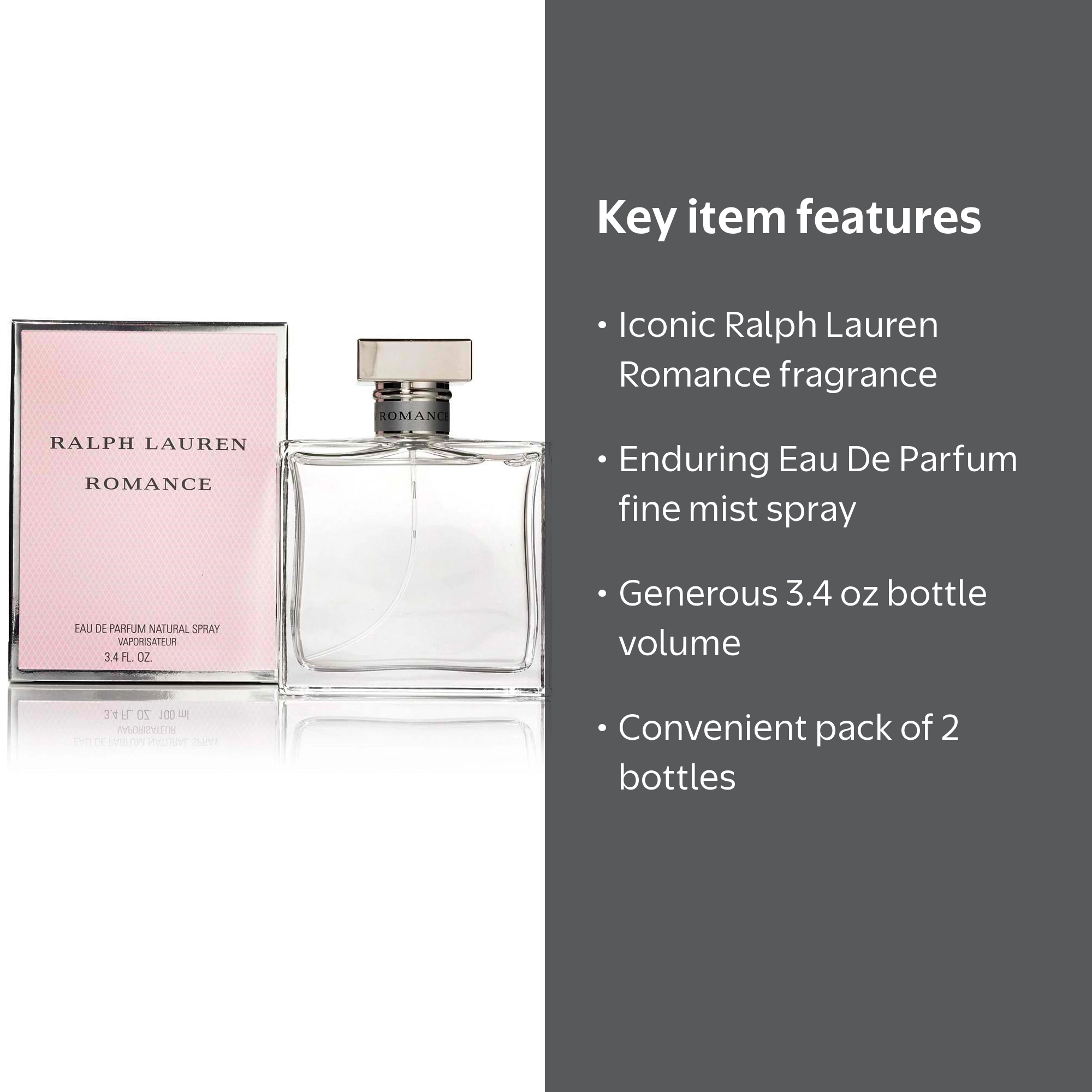 Ralph Lauren Romance Eau de Parfum Spray, 3.4 Oz, Floral and Woody