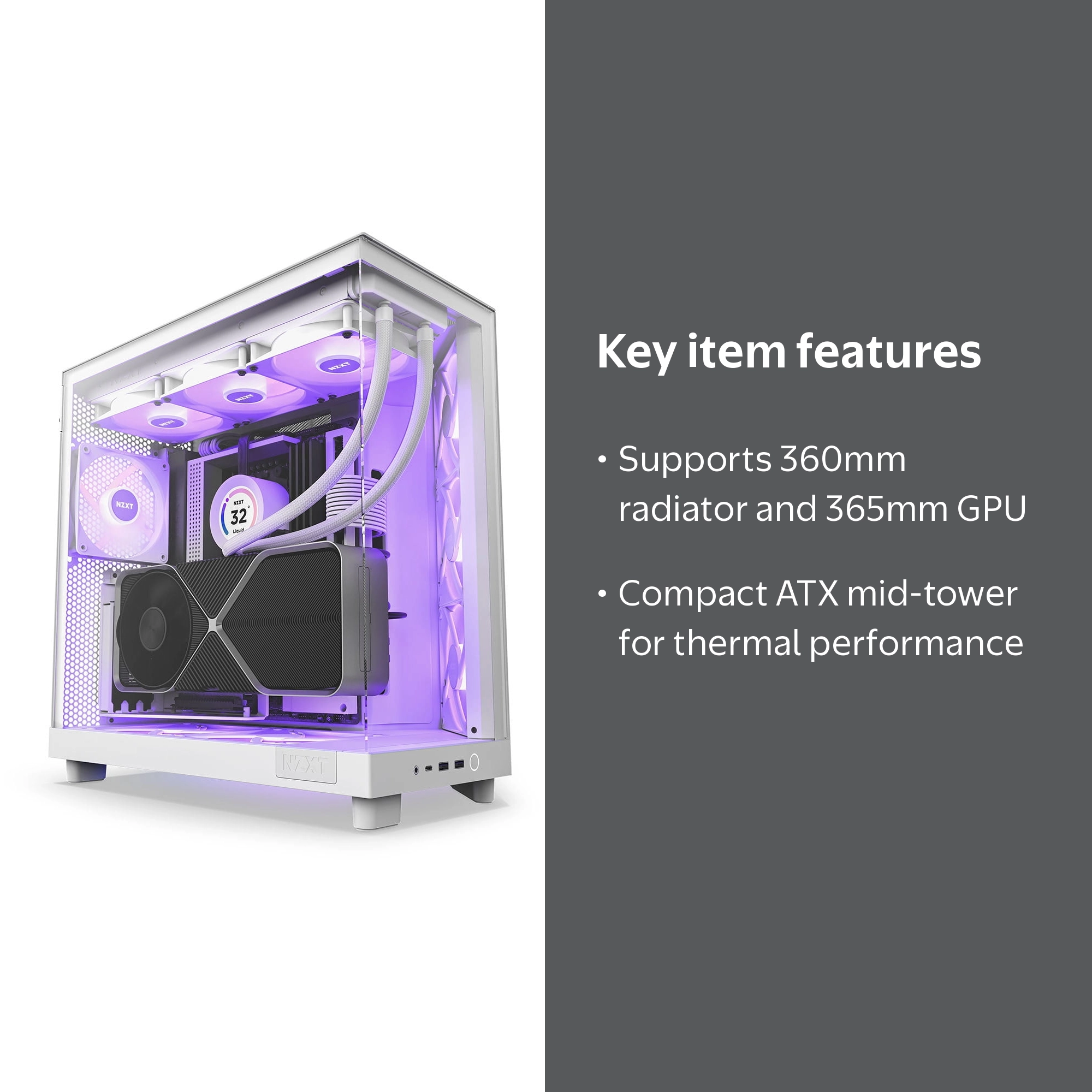 NZXT H6 FLOW RGB Compact Dual-Chamber Mid-Tower Airflow Case