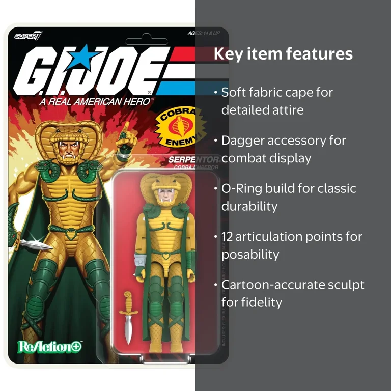 Super7, Serpentor Cobra Emperor, G.I. Joe Wave 2, Action Figure