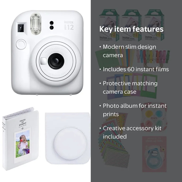 Fujifilm Instax Mini 12 Instant Camera Kit: Includes Case, 60