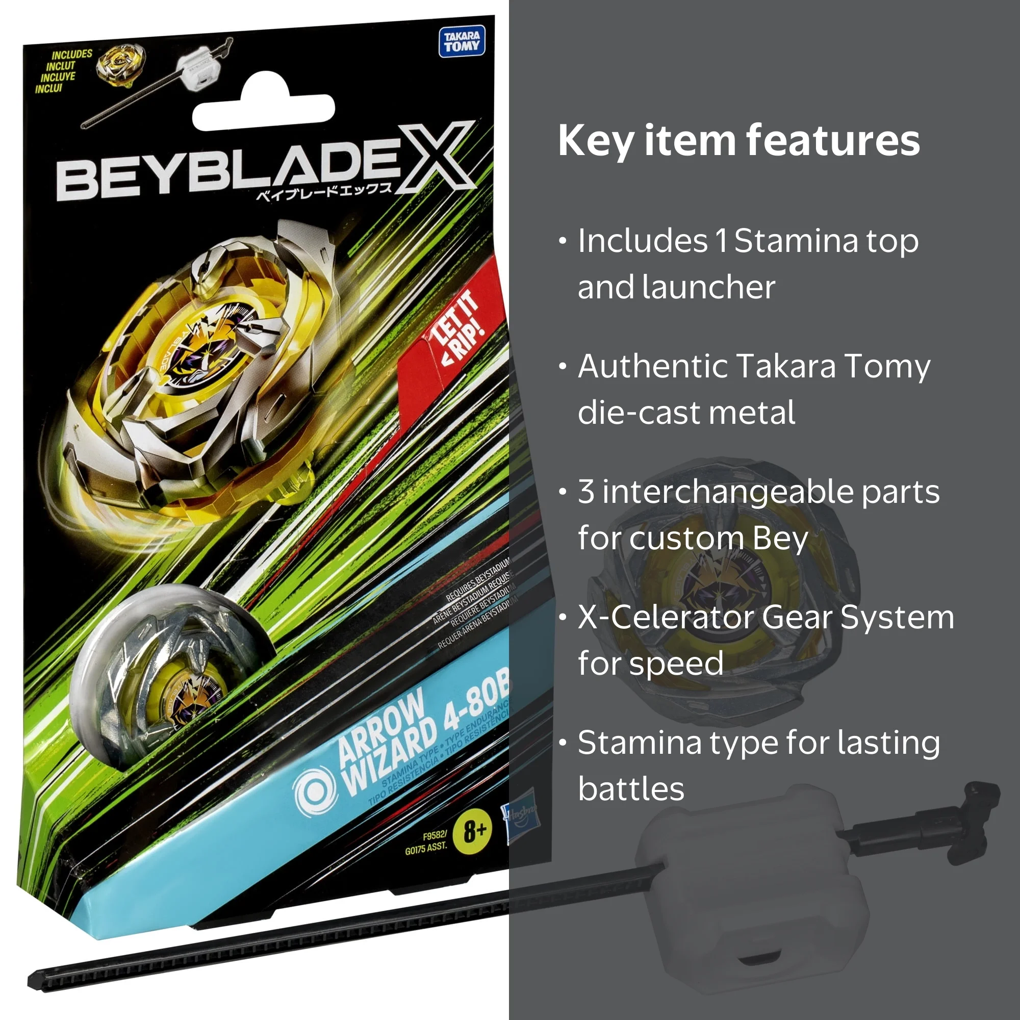 Beyblade X Arrow Wizard 4-80B Starter Pack Set with Stamina Type