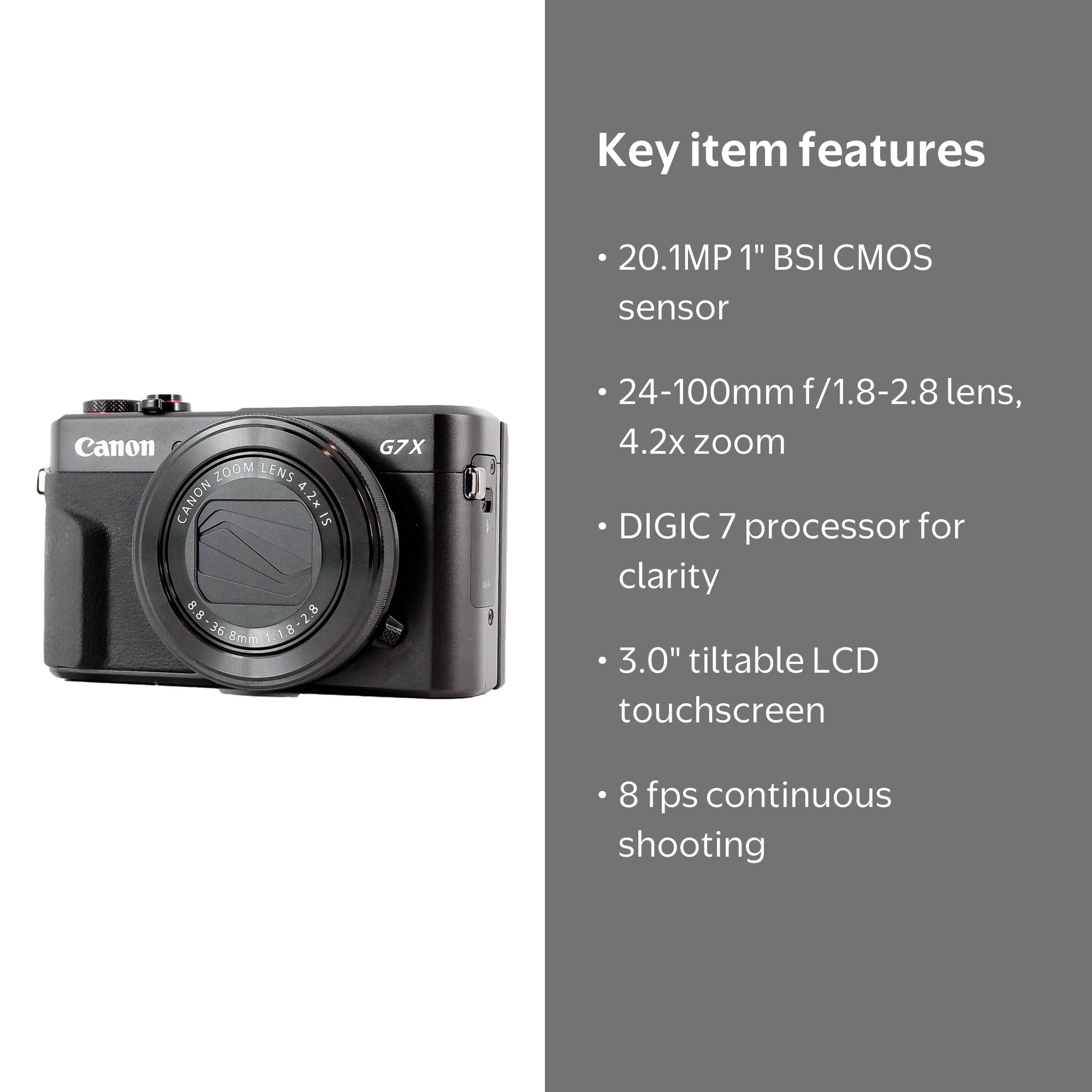 Canon PowerShot G7 X Mark II with Flip Screen (Black