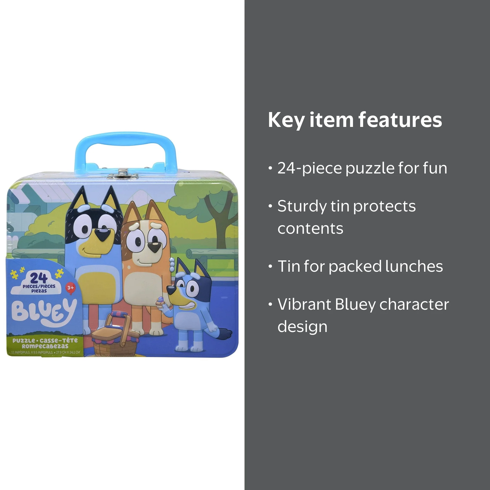 Bluey Tin Box Lunch Box Lunch Tin with 24 Pieces Puzzle - Walmart.com