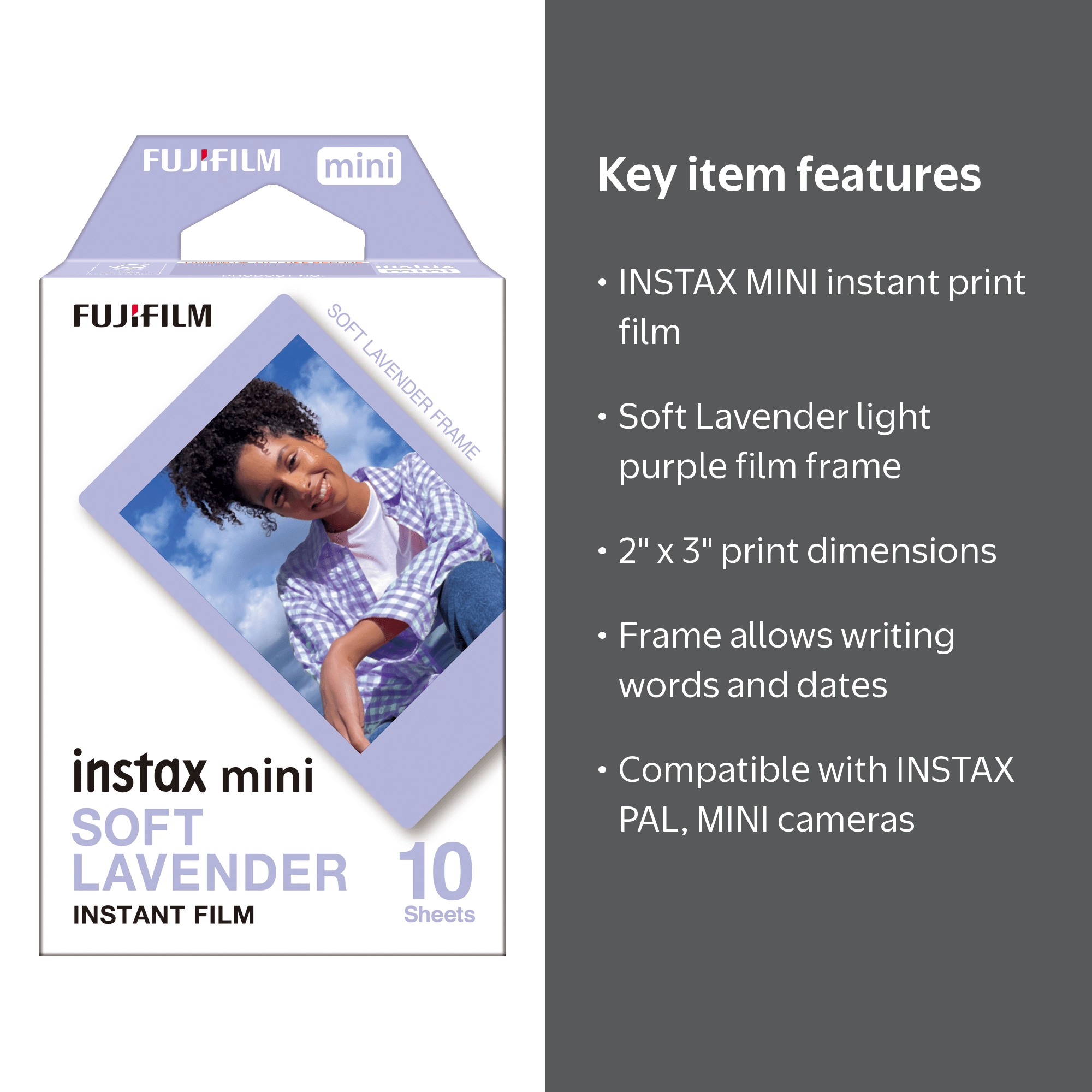 Fujifilm, INSTAX Mini Soft Lavender Film, 10 Pack, 2