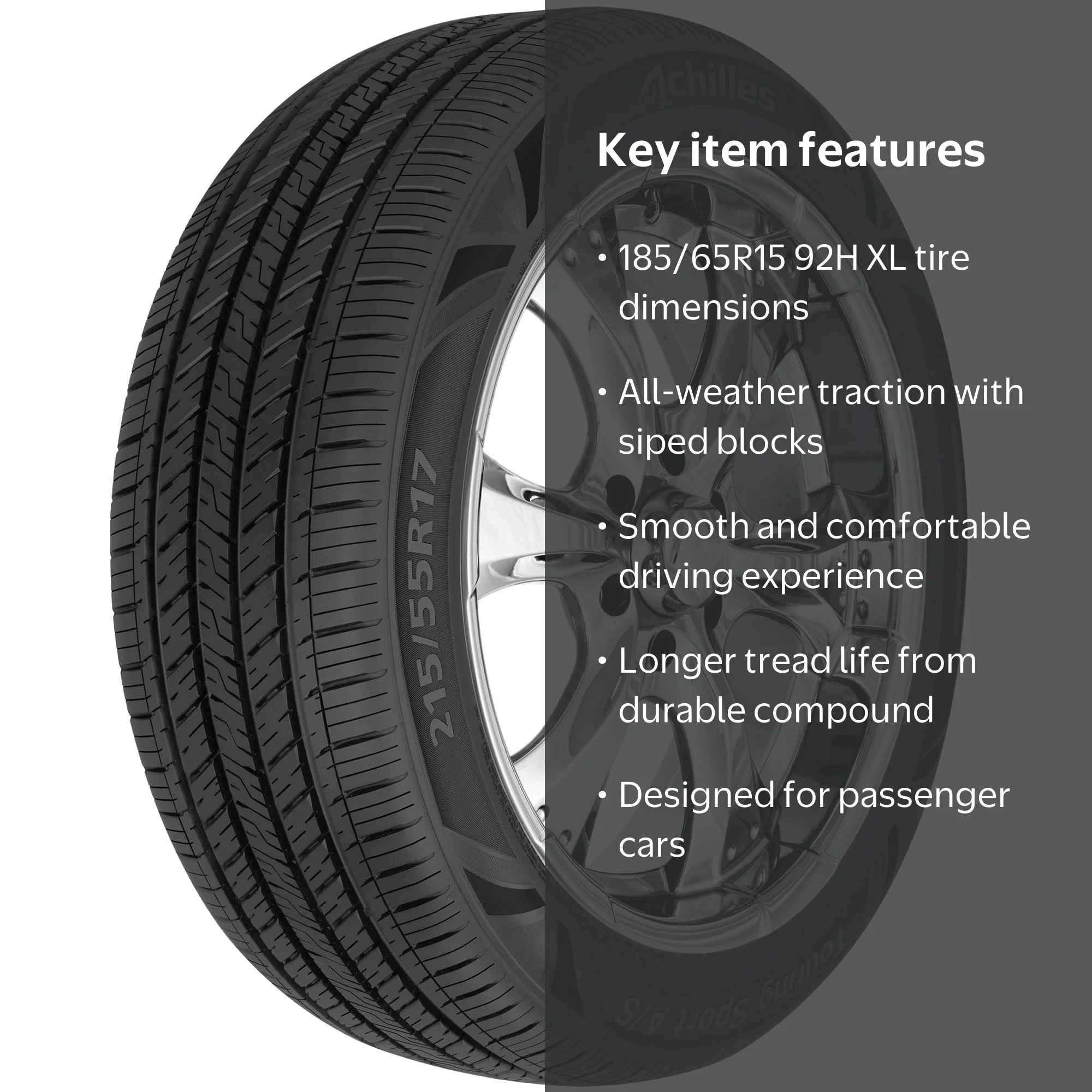 Achilles, Passenger Tire, 185/65R15 92H XL, All Season Tread