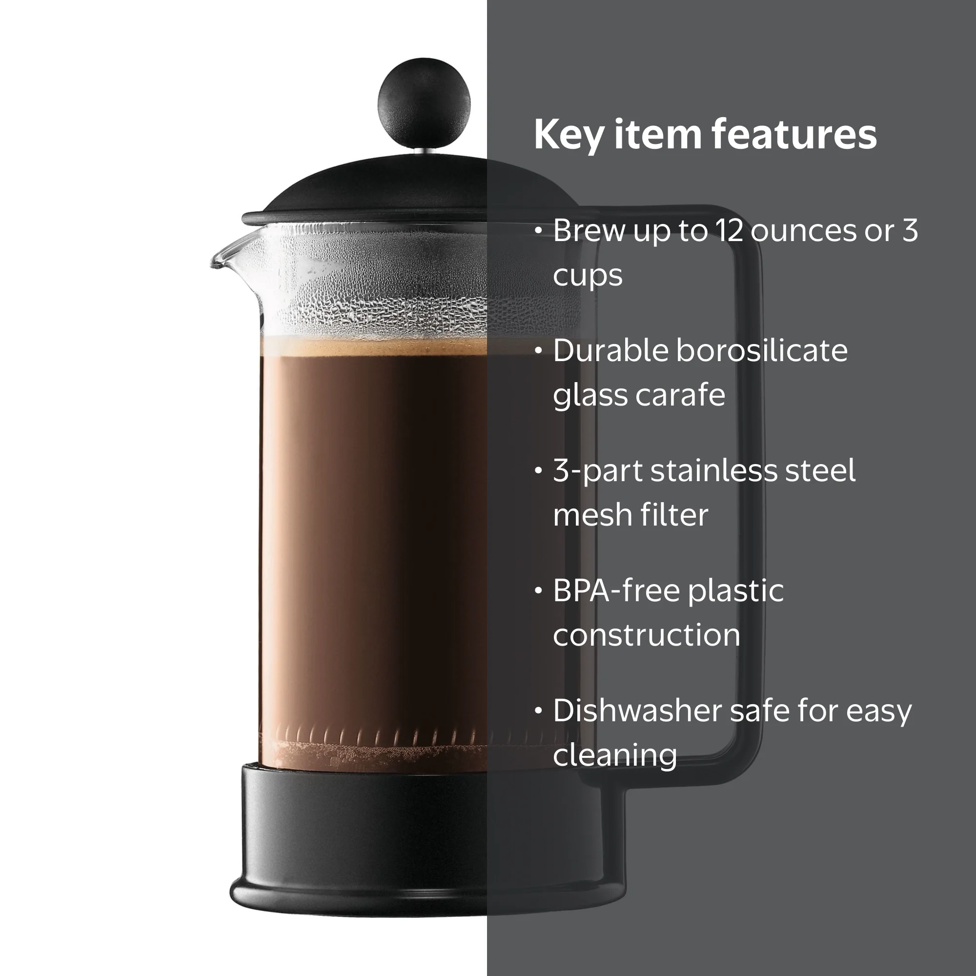 BODUM Brazil French Press Coffee Maker, 12 oz, Black - Walmart.com