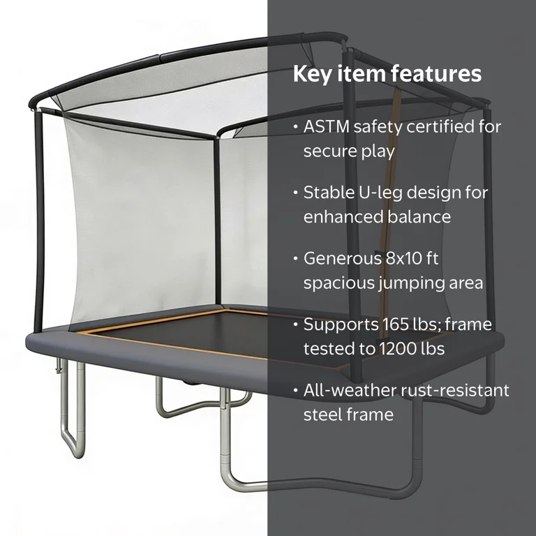 Sportspower BouncePro 8x10ft Trampoline Meets ASTM Safety