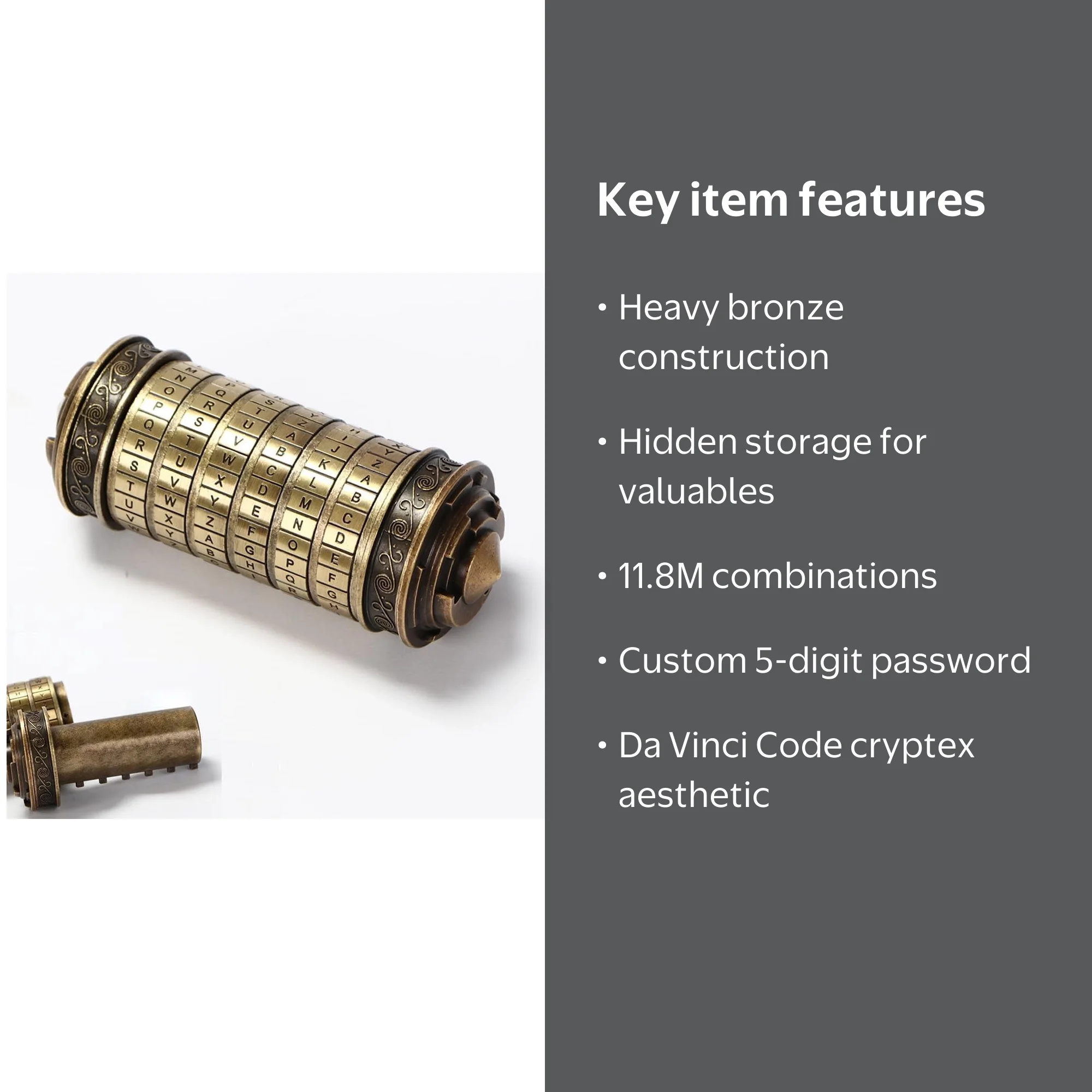 TIKATARER Cryptex, Code Mini Cryptex Lock Puzzle Box Código con Compartimentos Ocultos Antigua Caja de Bloqueo Puzzle Genial Cumpleaños Románticos para su Caja de Regalos TIKATARER Cryptex, Code Mini Cryptex Lock Puzzle Box Código con Compartimentos Ocultos Antigua Caja de Bloqueo Puzzle Genial Cumpleaños Románticos para su Caja de Regalos