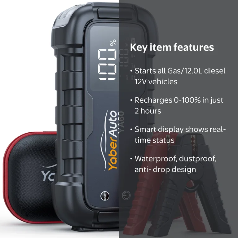 Yaber Car Jump Starter 6000A, Portable Jump Box for Gas Engines