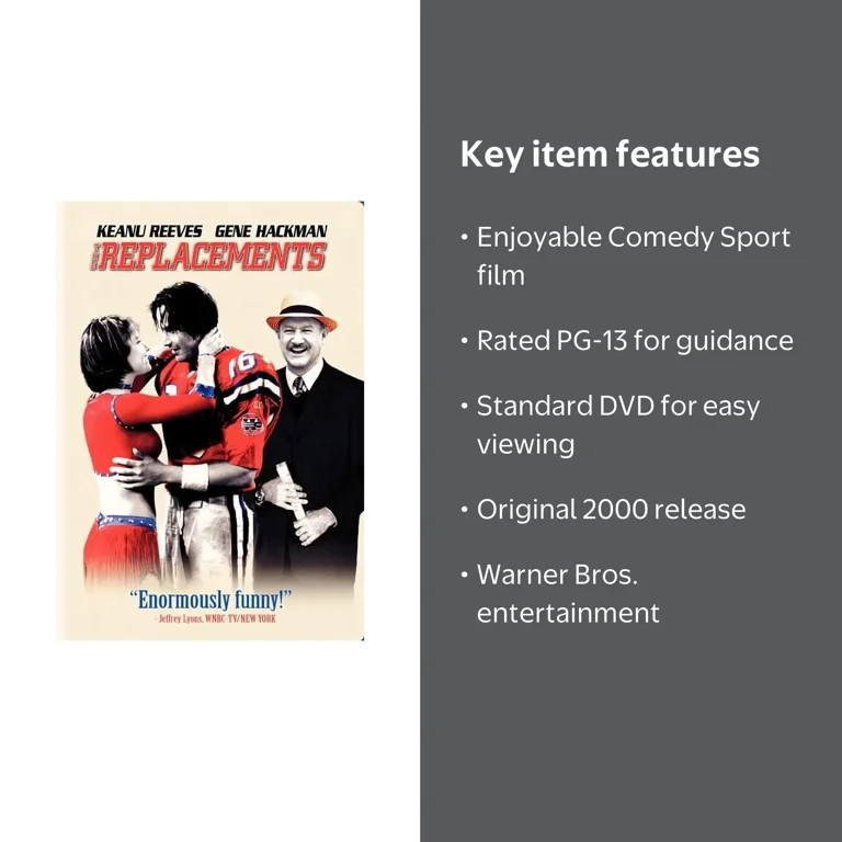 SDS, DVD, The Replacements PG-13 Comedy Warner Bros - Walmart.com