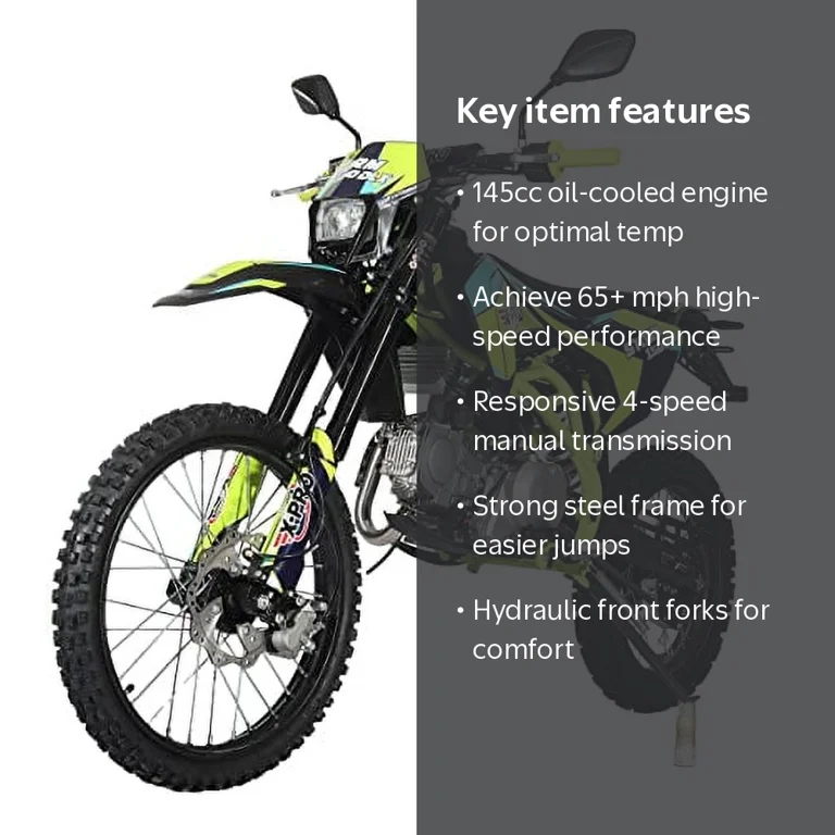 X-Pro 150cc Adult Gasoline Powered Dirt Bike with Lights, 4-Speed