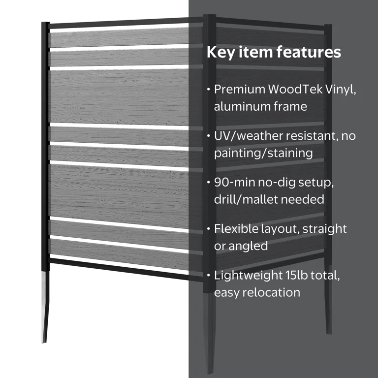 48in H x 40in W (2 Panels) No Dig Enclo Vienna Charcoal Color