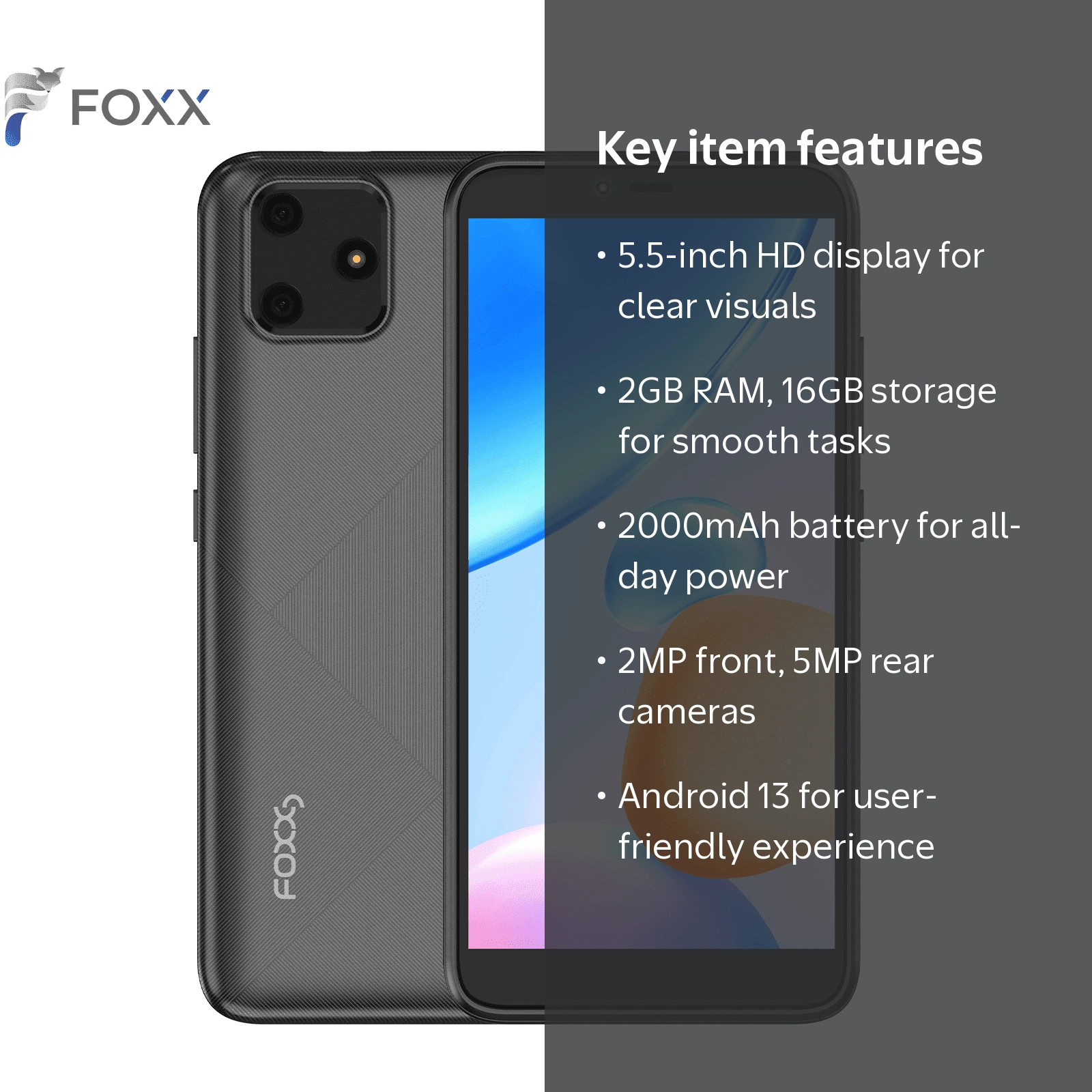FOXXD Unlock A56 Smartphone 5.5-inch screen, Android 13, 2GB RAM