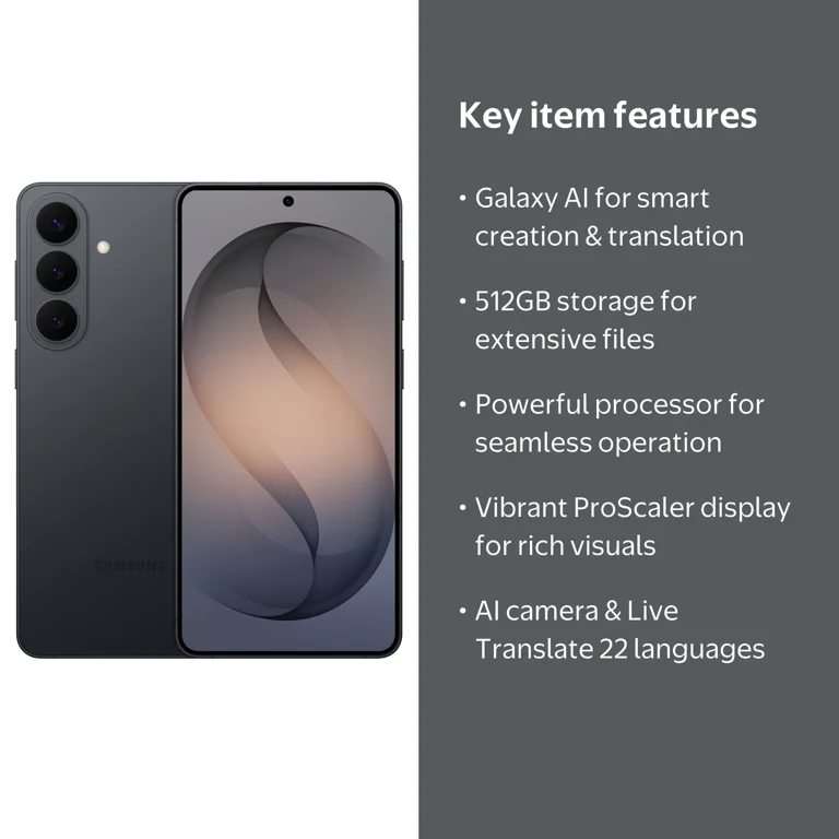 Samsung Galaxy S26+ 512GB Smartphone Unlocked, Black - Walmart.com
