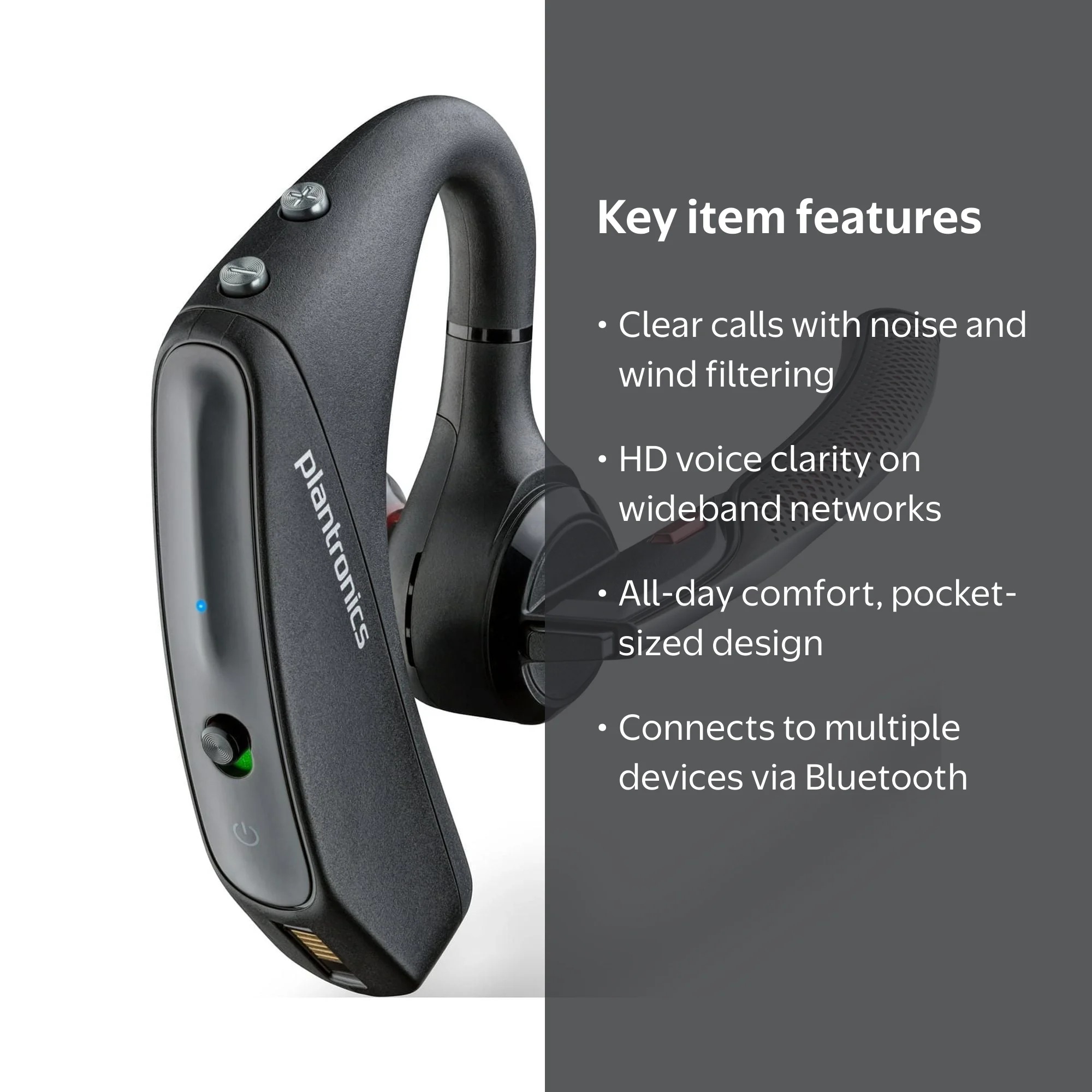 HP, Poly Voyager 5200 Wireless Headset, Noise-Canceling Mic
