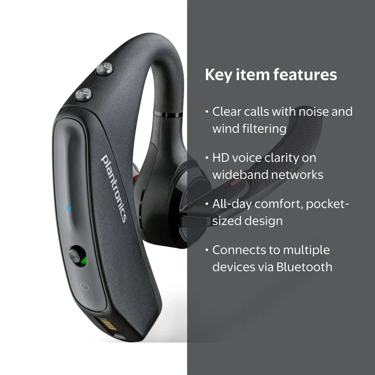 HP, Poly Voyager 5200 Wireless Headset, Noise-Canceling Mic