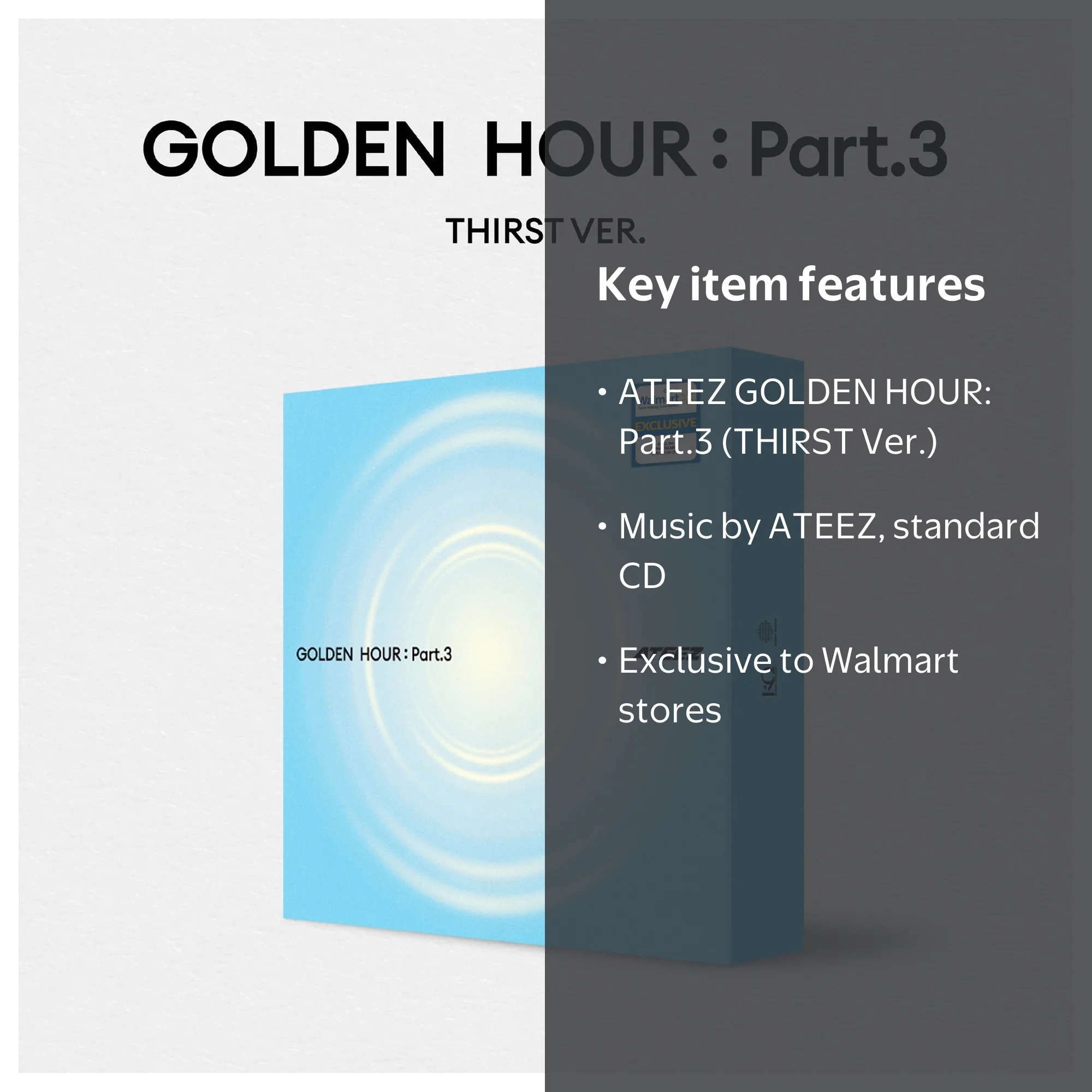 ATEEZ - GOLDEN HOUR : Part.3 (THIRST Ver.) - Walmart Exclusive CD