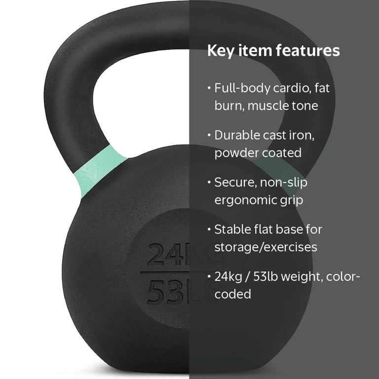Yes4All 24kg Cast Iron Grip Kettlebell, Heavy Weights, Single