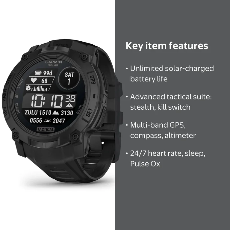 GARMIN Instinct 3 Tactical Edition, Solar 50mm Rugged GPS